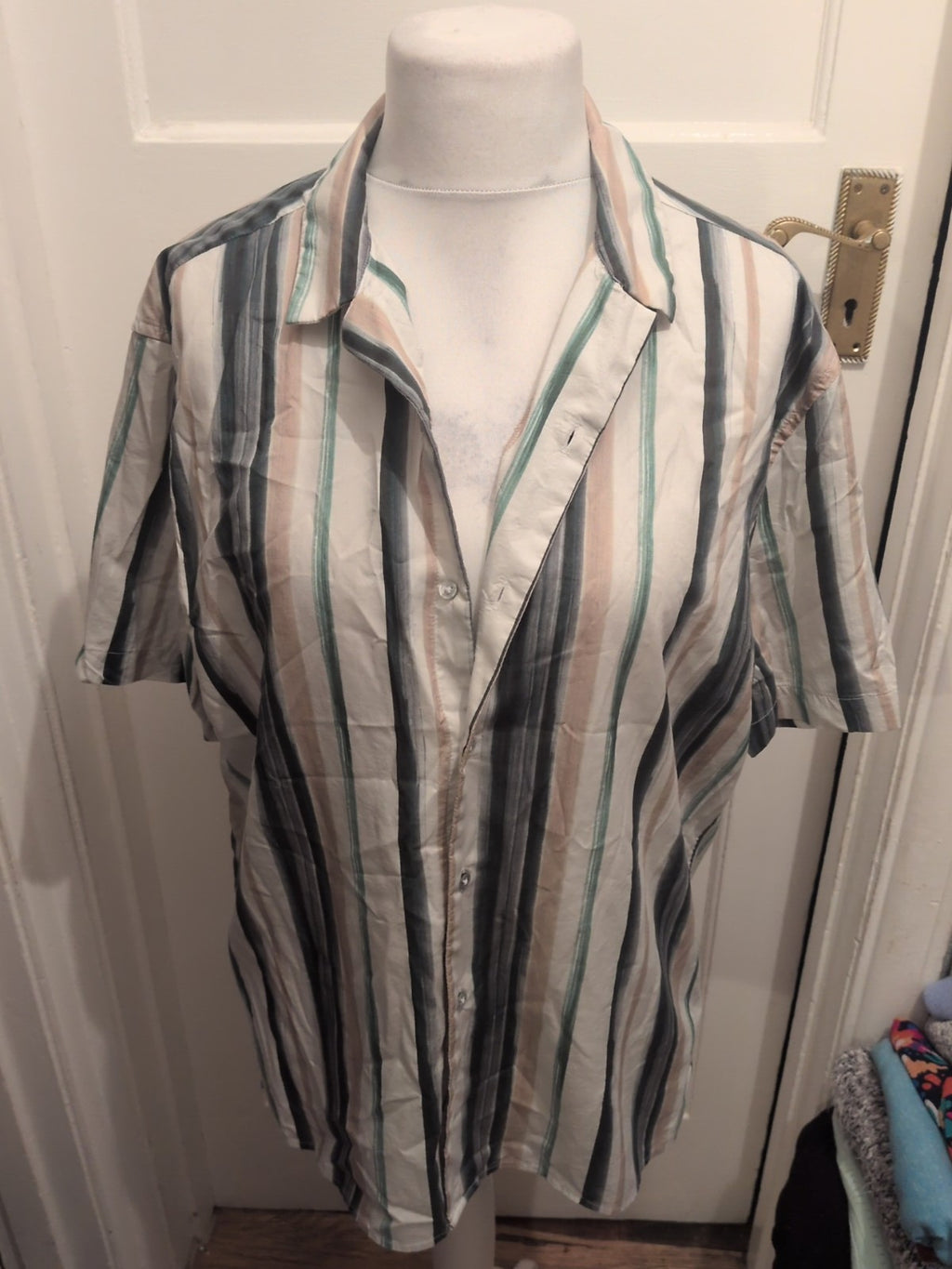 Mens Autograph Size L Multi Stripe Long Sleeved Shirt