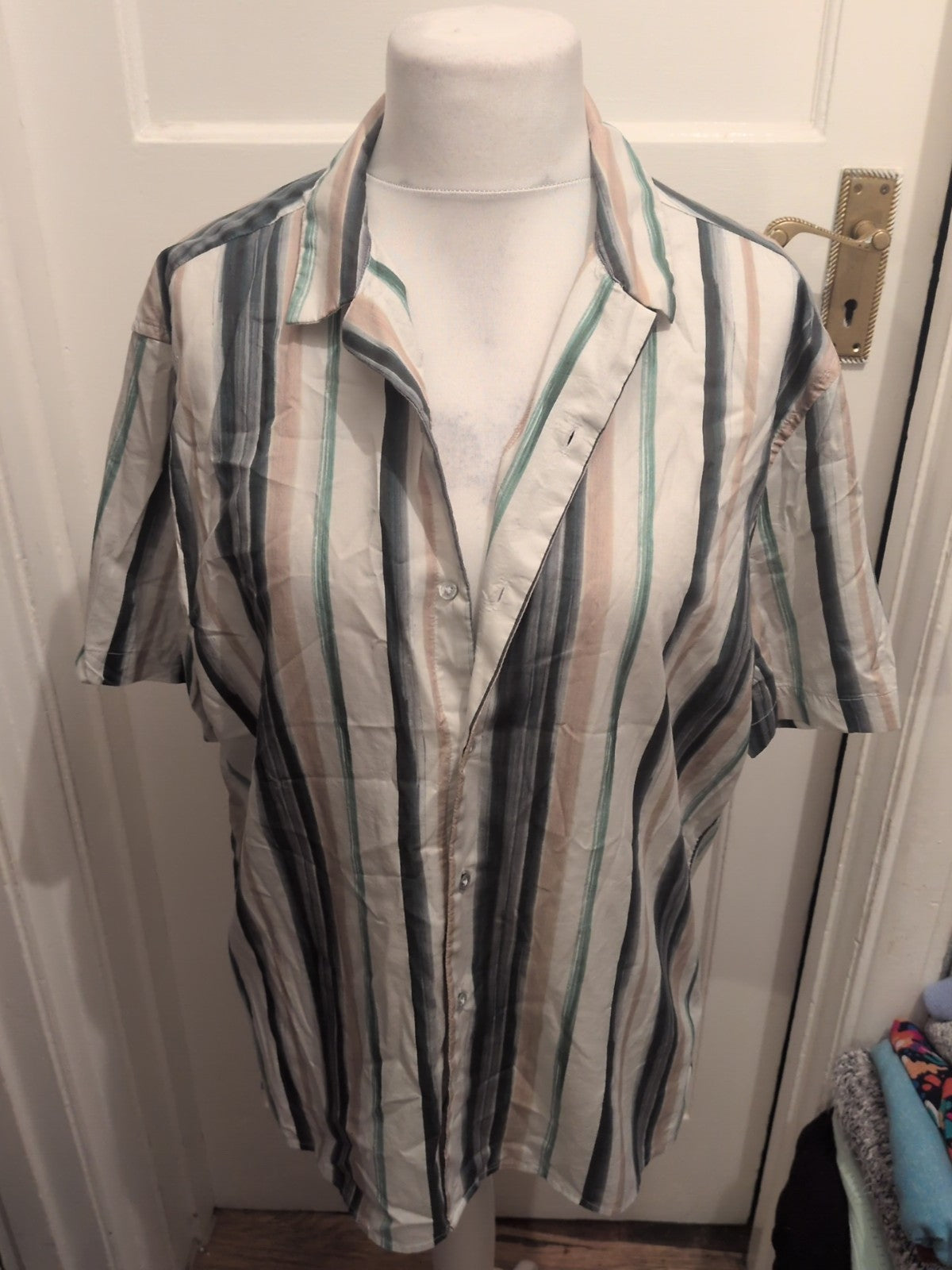 Mens Autograph Size L Multi Stripe Long Sleeved Shirt