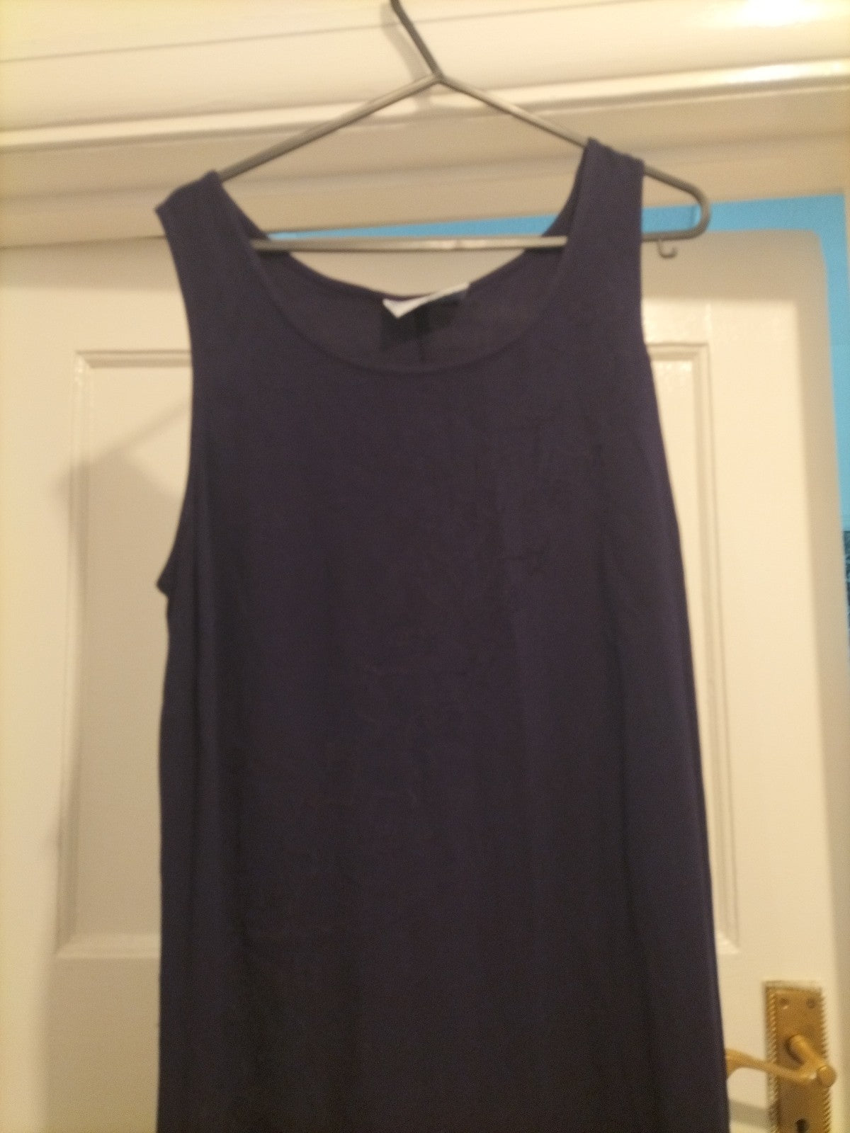 Ladies Sara Woman Size 10-12 Deep Purple Sleeveless Dress Embroidery Detail