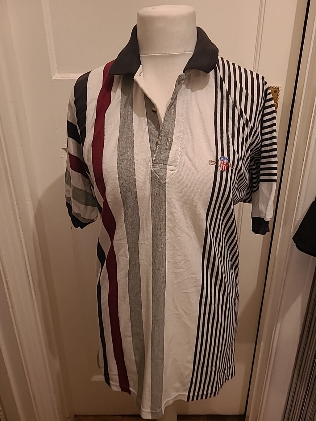 Mens Usa Island Size Large Striped Short Sleeved Polo