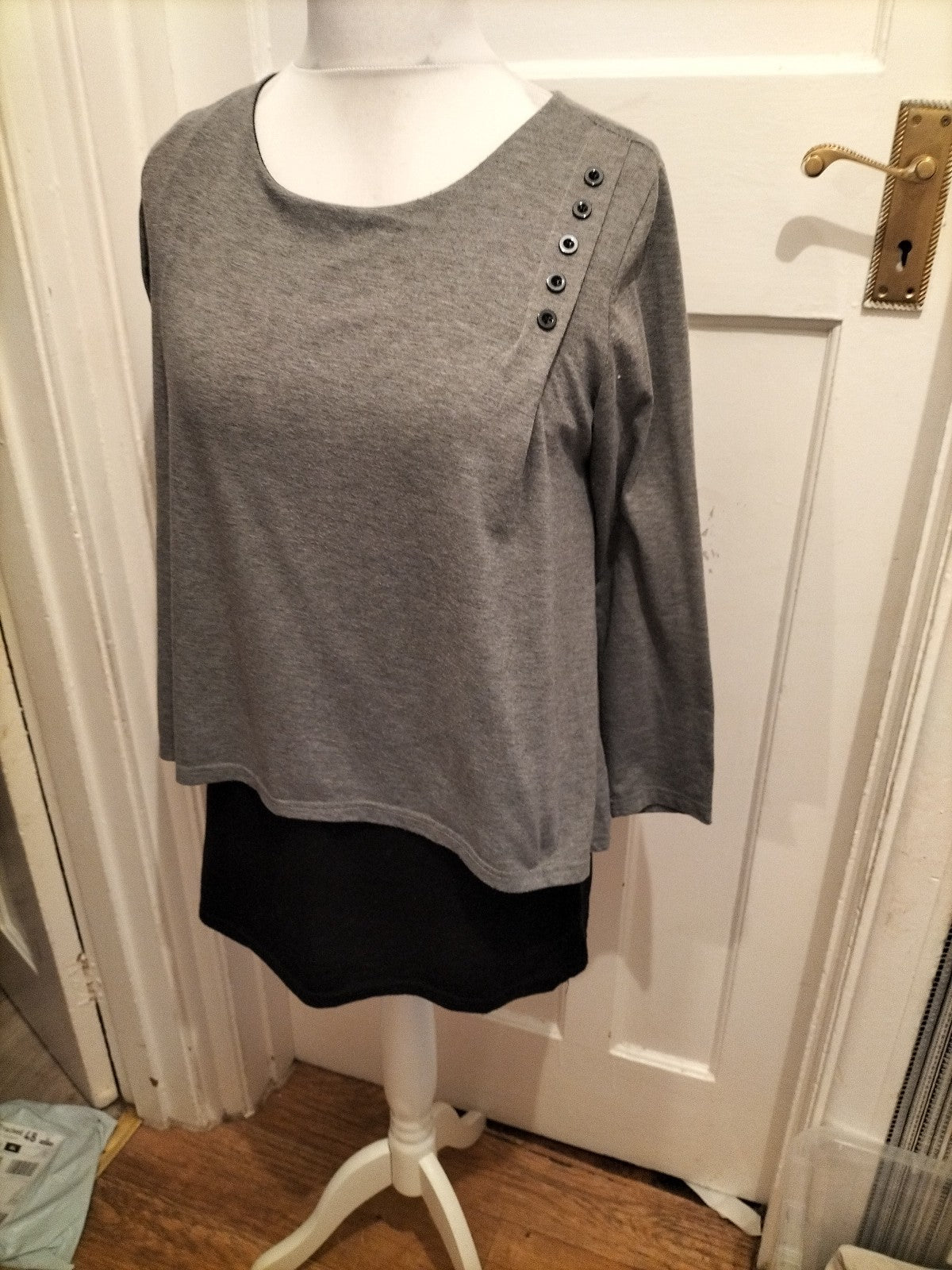 3XL Grey Long Sleeve Blouse Jumper