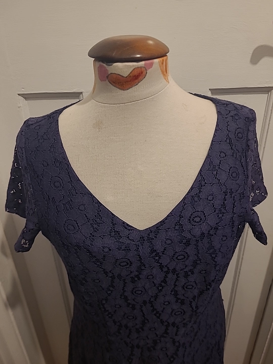 Ladies Marks And Spencer Size 12 Navy Short Sleeve Dress