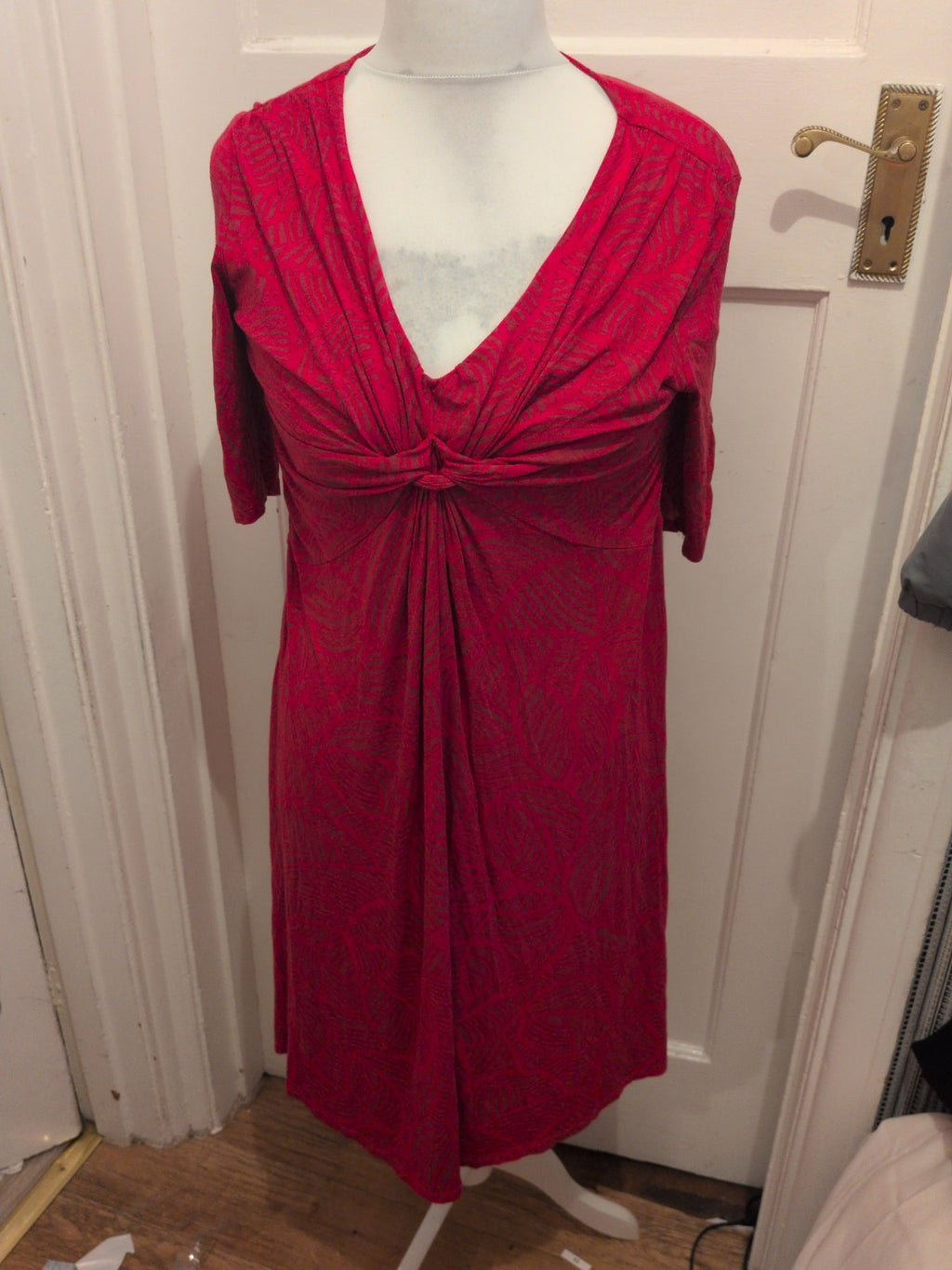 Per Una 16 Fuchsia Patterned Short Sleeve Dress