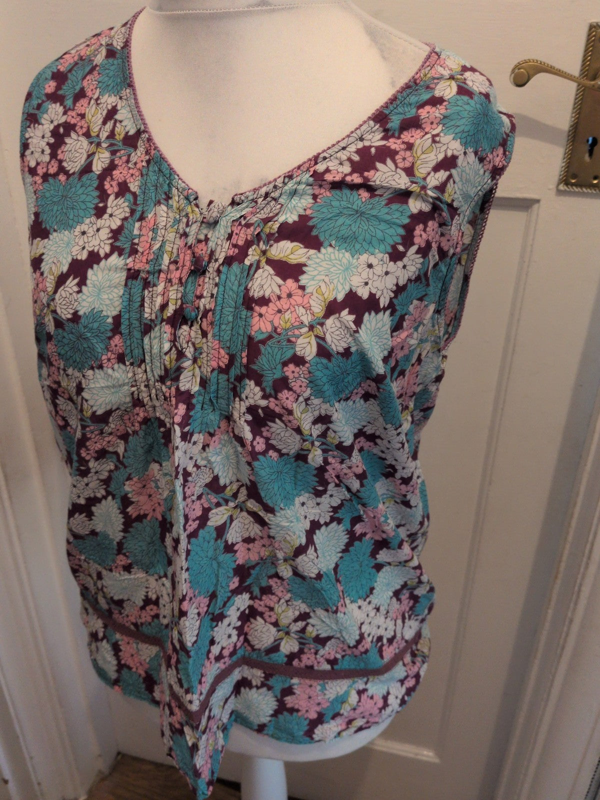 M&Co 16 Purple Sleeveless With Turquoise Sleeveless Blouse
