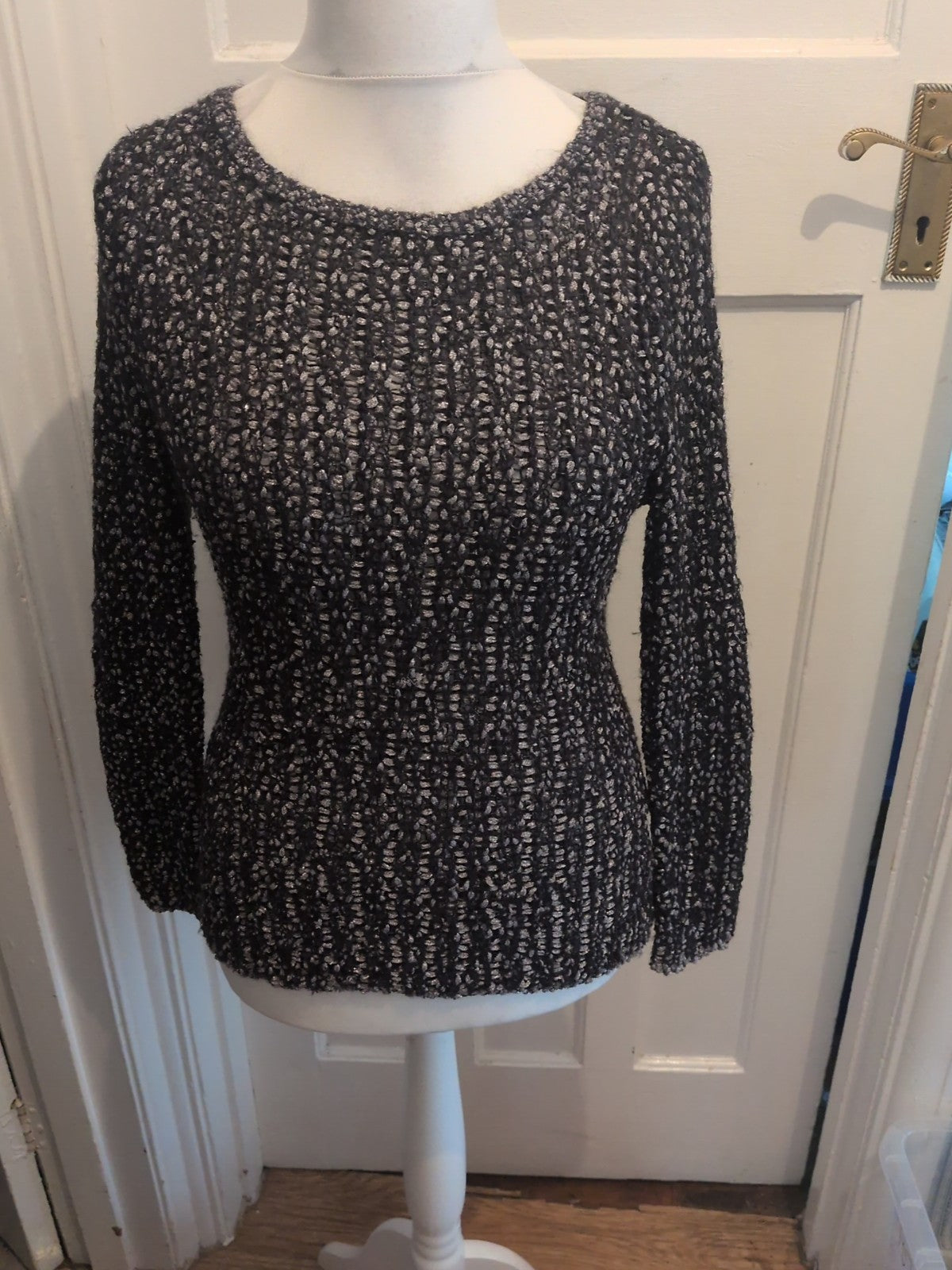 M&S Woman Medium Black And Silver Jumper