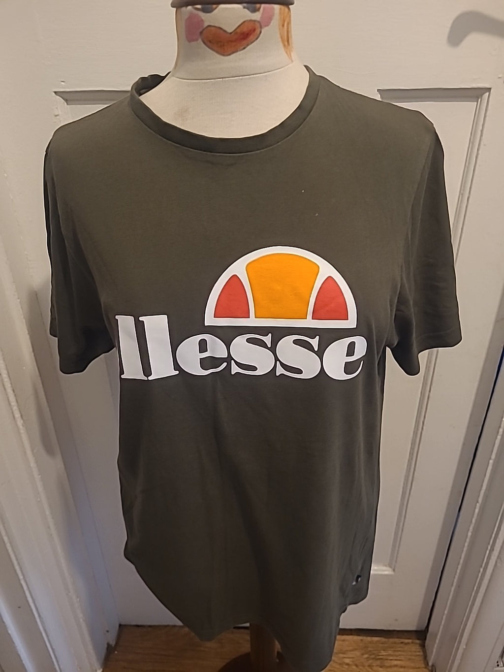 Mens Ellesse Size Large Green Print Short Sleeved Tshirt