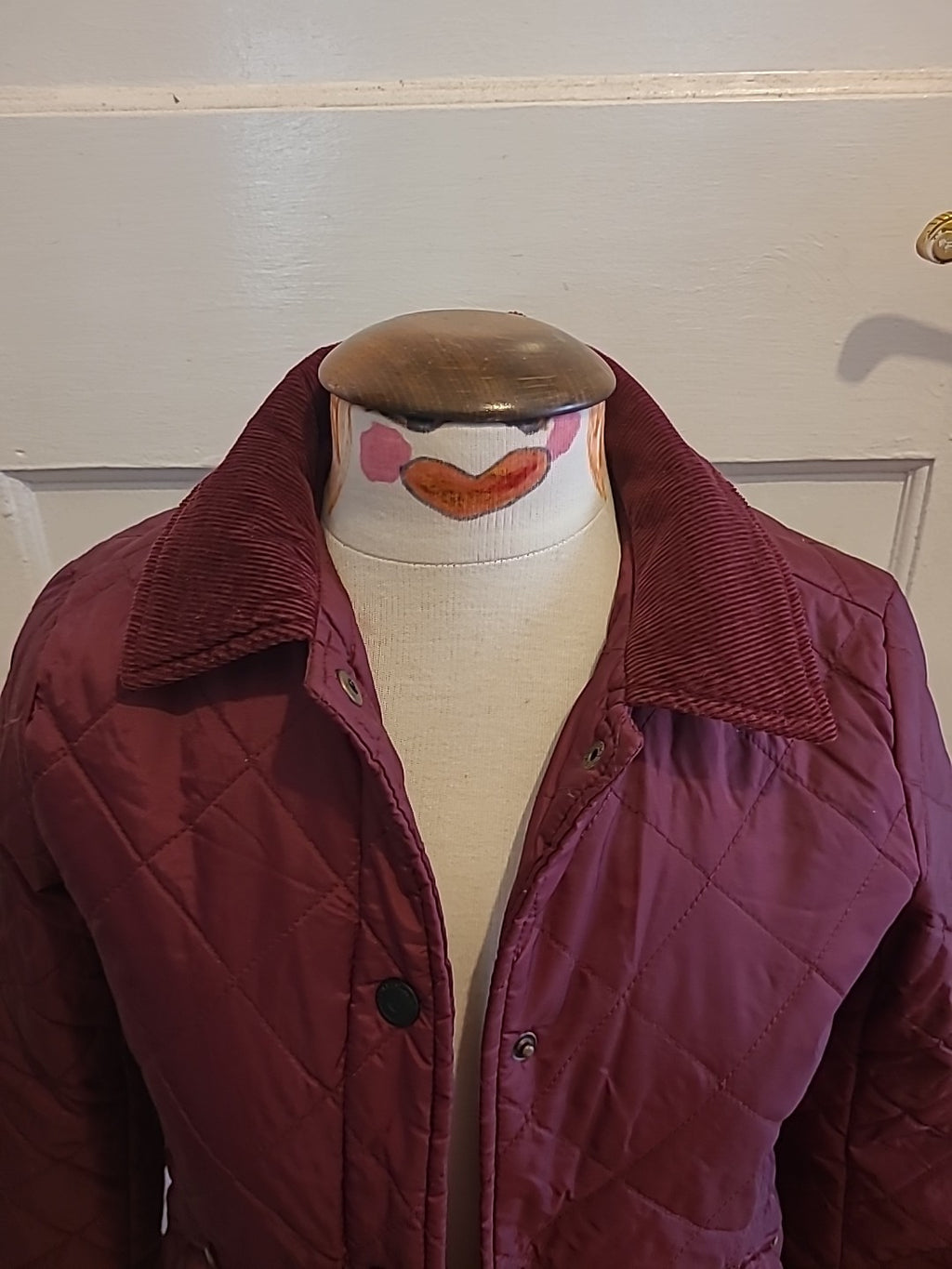 Ladies River Island Size 6 Burgundy Long Sleeved Coat
