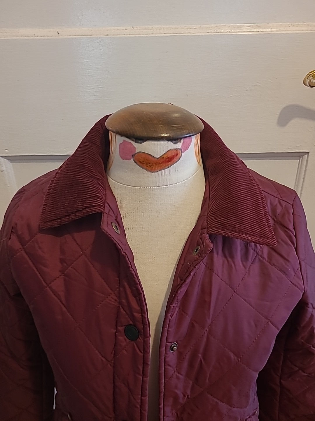 Ladies River Island Size 6 Burgundy Long Sleeved Coat