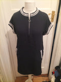 Zara Basic Small Navy Semi Zip Short Sleeve Dress