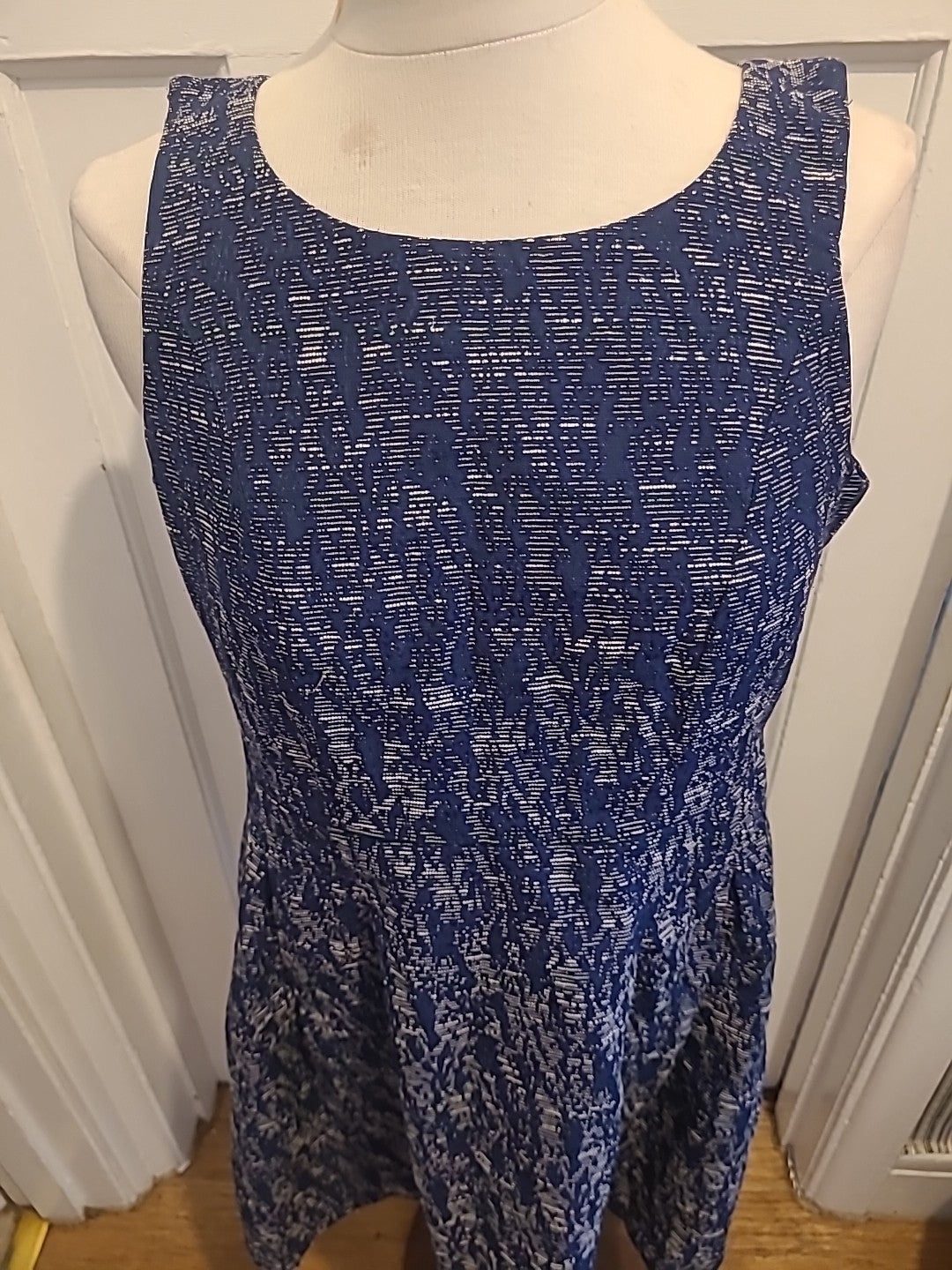 Ladies Next Size 12 Navy Fleck Sleeveless Dress