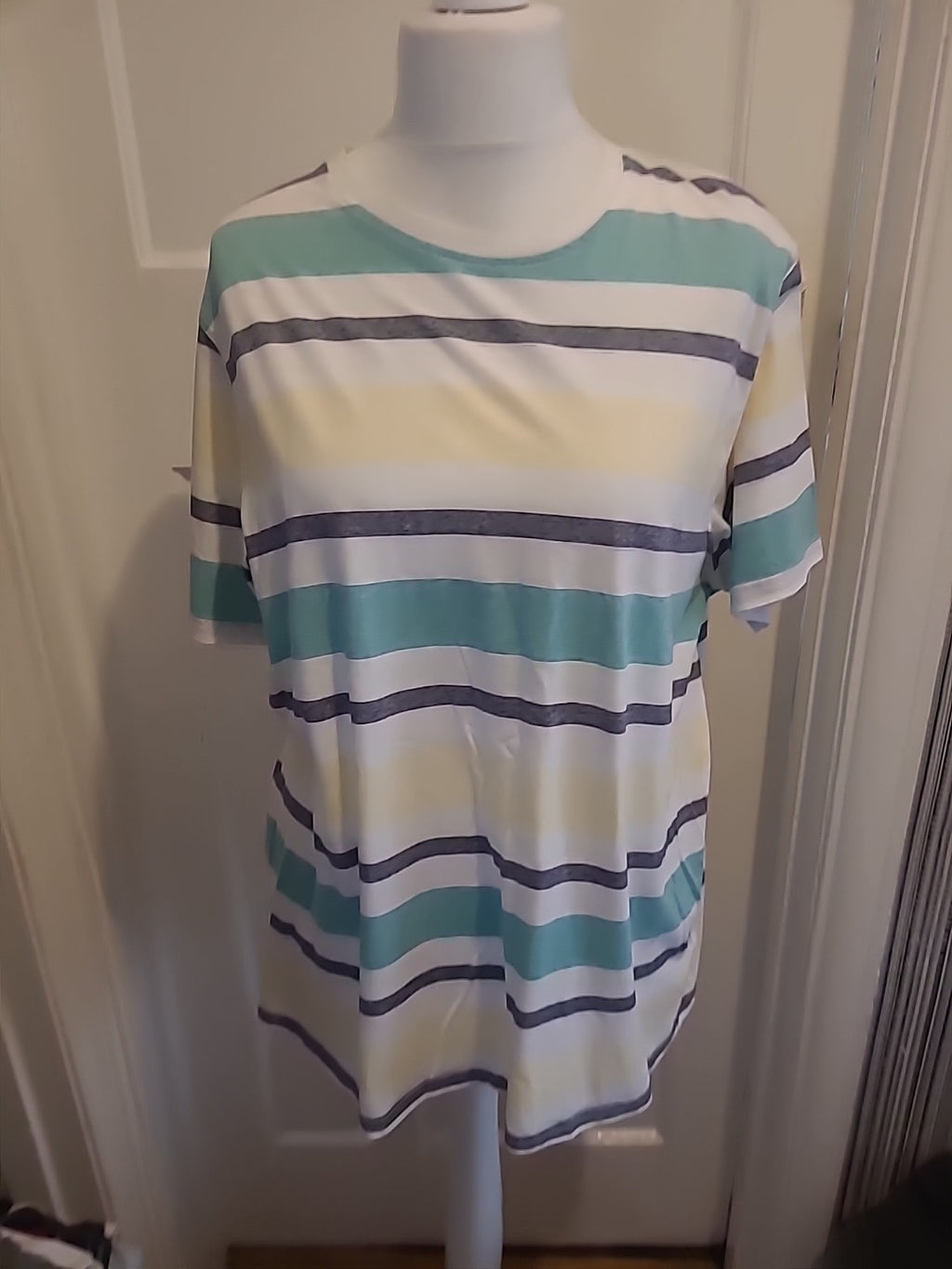 Mens Maine Size Large Multi Stripe Short Sleeved Tshirt