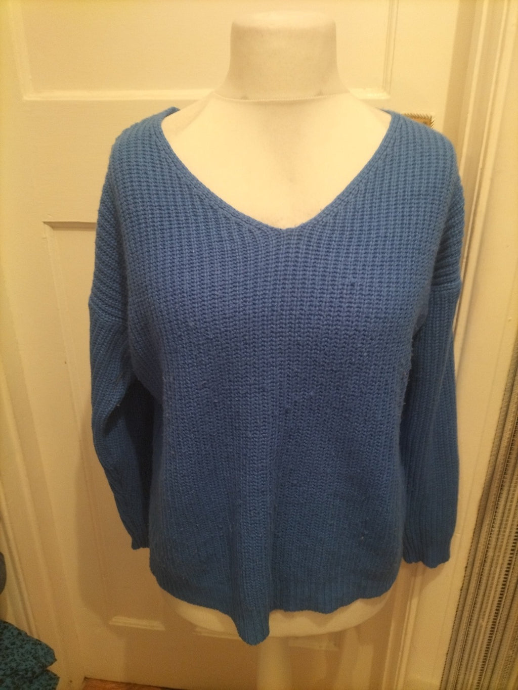 Primark 12-14 Royal Blue Jumper V Neck Pullover