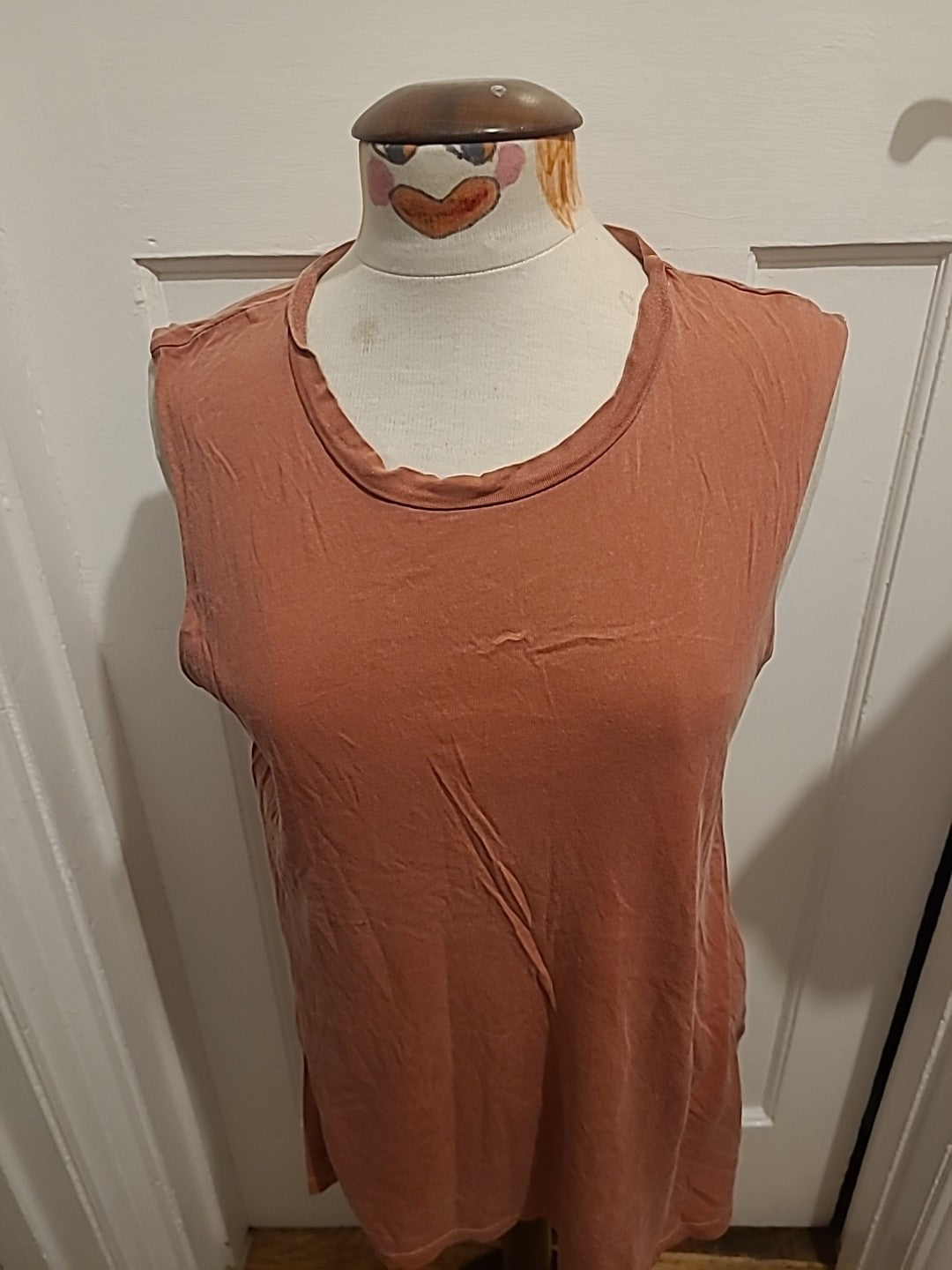 Mens Truly Madly Deeply Size Large Burnt Orange Vest Top(Bobbling)