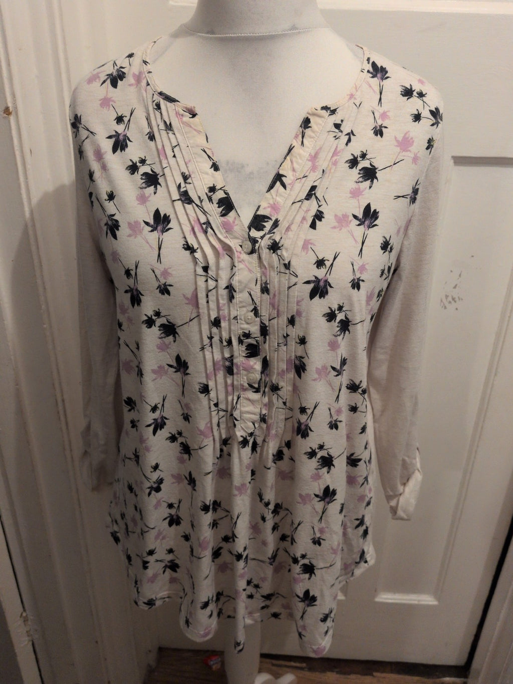 Marks And Spencer 18 Ivory Floral Long Sleeve Blouse