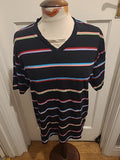 Mens Marks And Spencer Size M Black Multi Striped Short Sleeved Pyjama Top