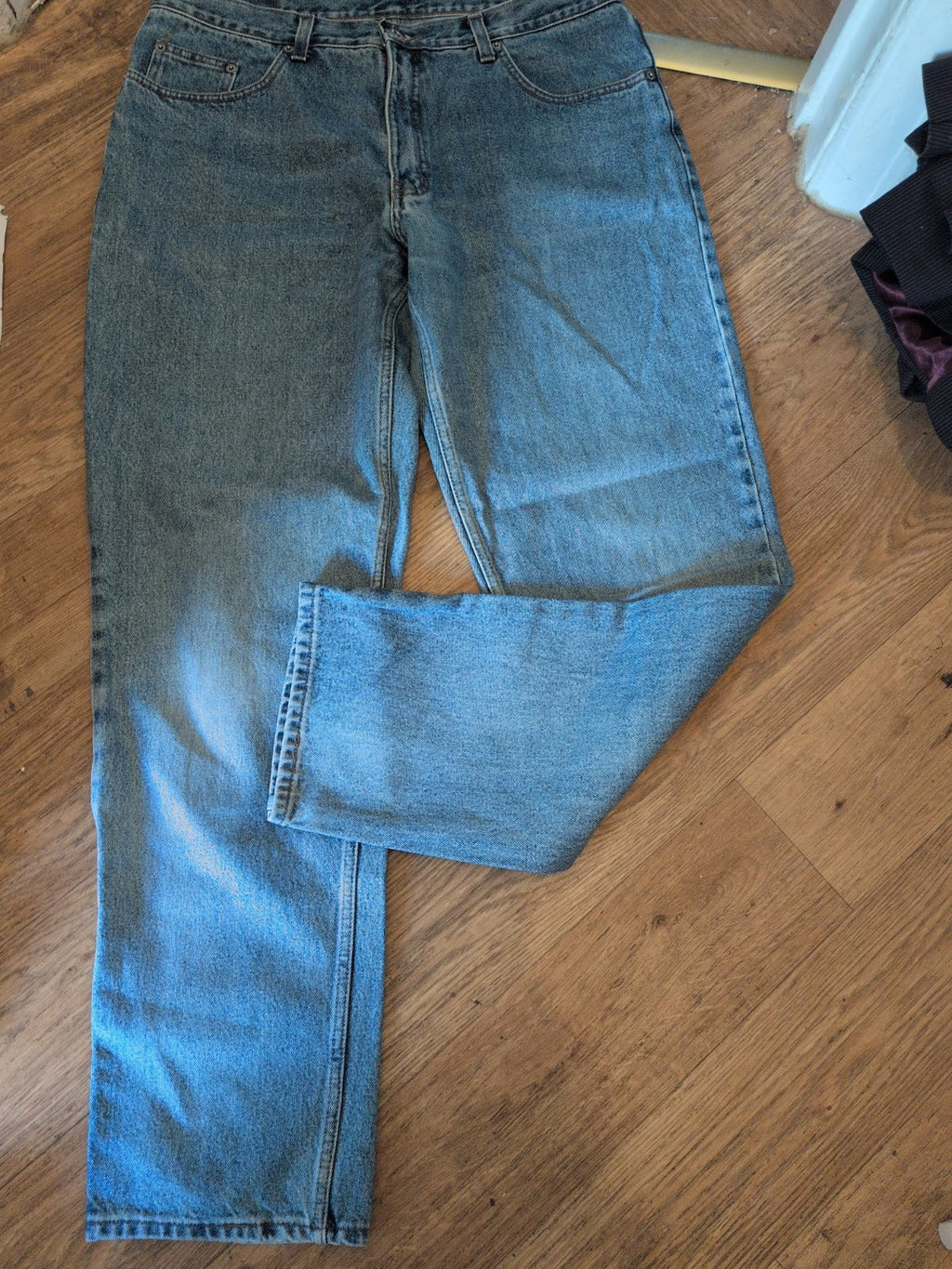 Mens Easy Jeans Size 38Wx34L Straight Blue Jeans