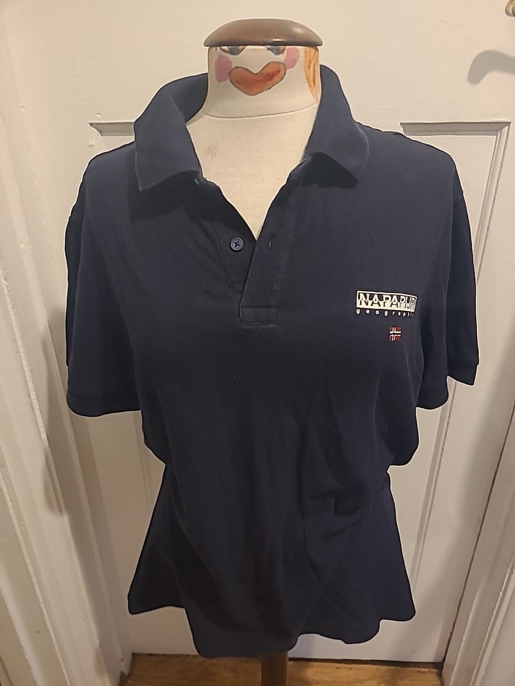 Mens Napapijri Size Large Navy Polo