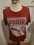 Mens Puma Size Small Red And White Printed Tshirt Short Sleeved