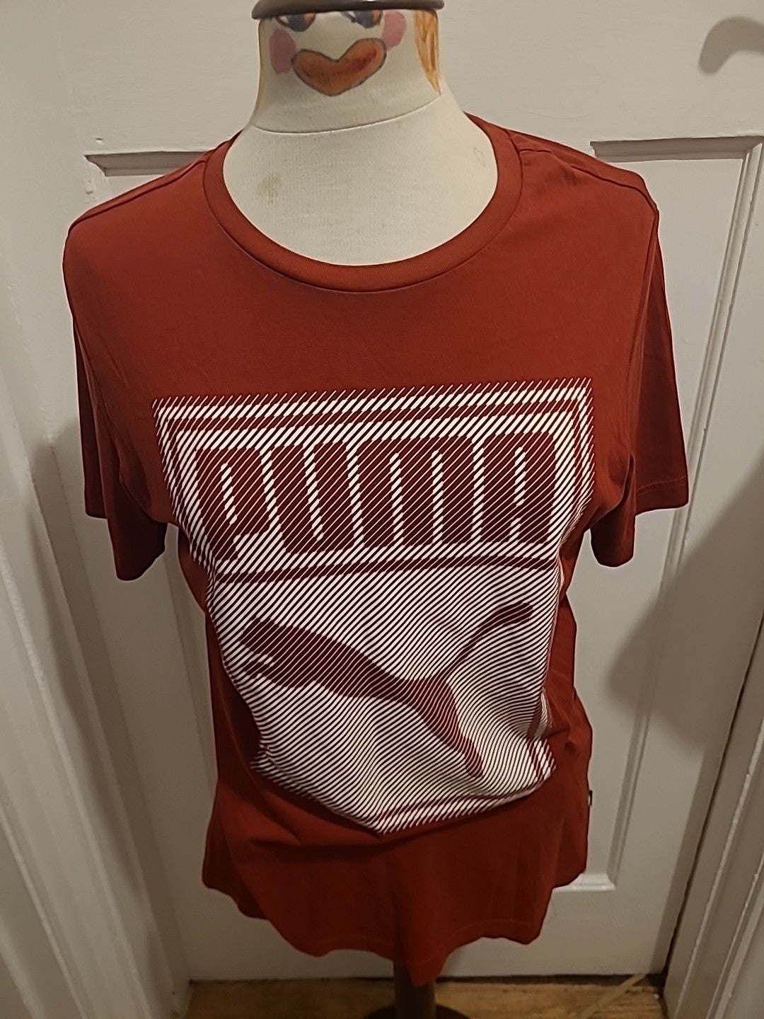Mens Puma Size Small Red And White Printed Tshirt Short Sleeved