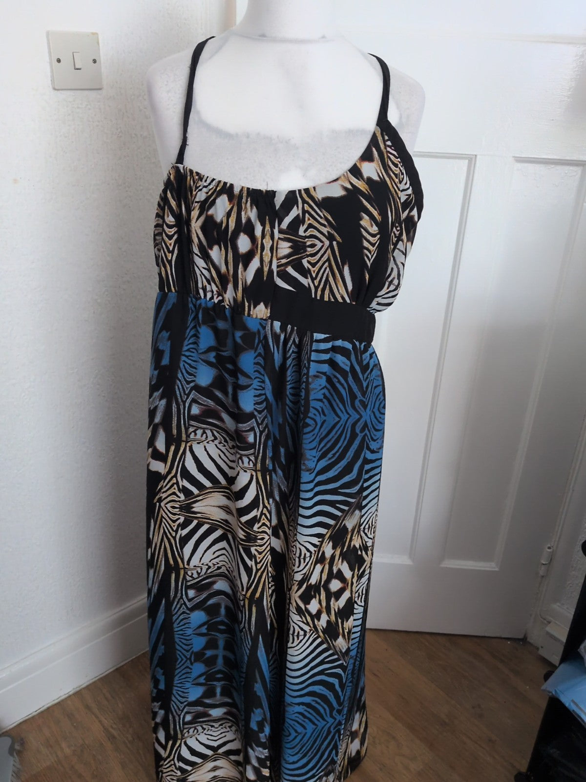 Ladies George Size 20 Multi Colour Strappy Long Length Dress