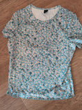 Shein Xs Green Floral Short Sleeve T-shirt