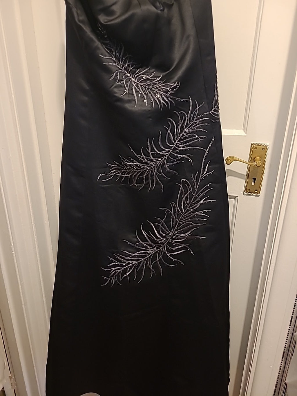Ladies Debut Size 12 Black Floral Sleeveless Strapless Boned Dress