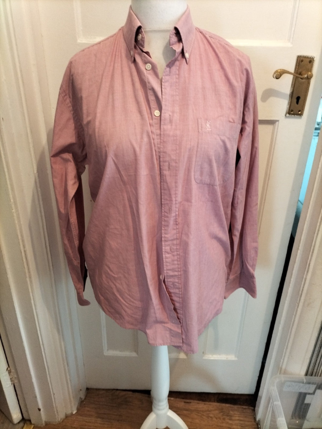 Mens Size 15 Purple Fleck Long Sleeved Shirt Cotton Rich