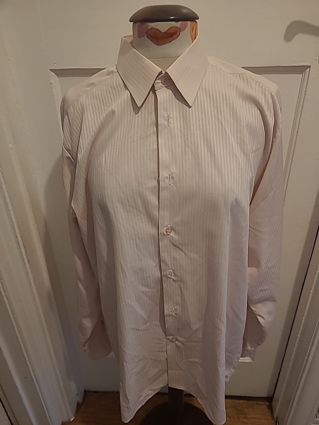 Mens Peter England 16.5" Pale Pink Striped Long Sleeve Shirt