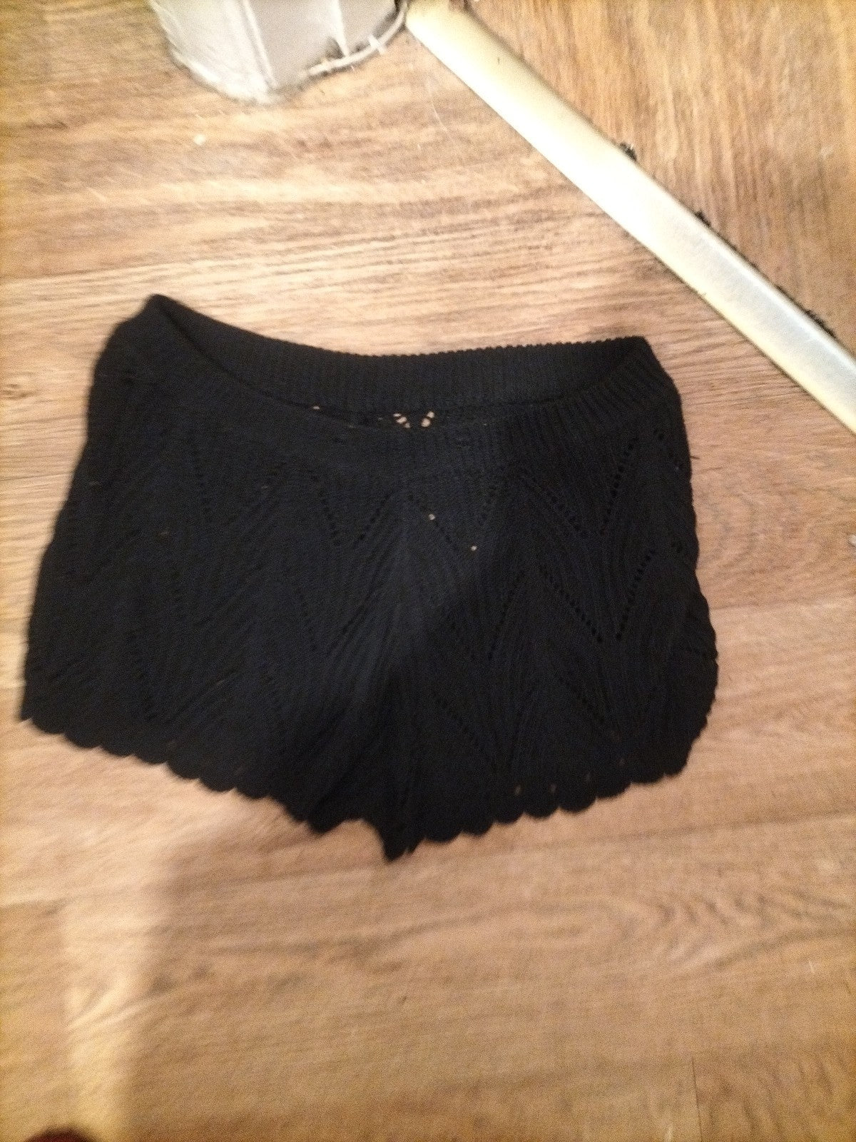 Ladies Size Large Black Semi See Through Elasticated Shorts
