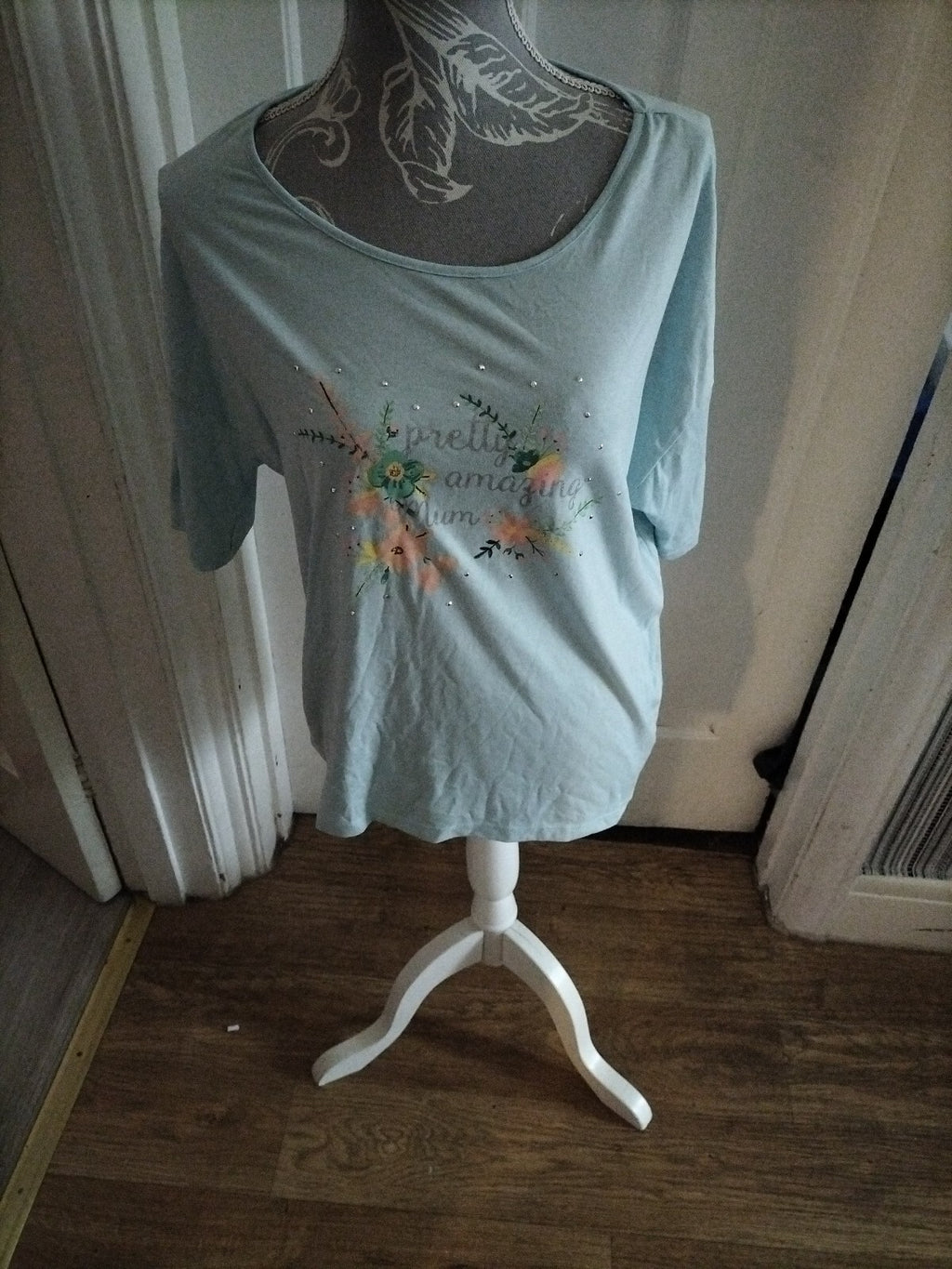 Ladies Tu Size 12 Pale Blue Short Sleeved Pyjama Top