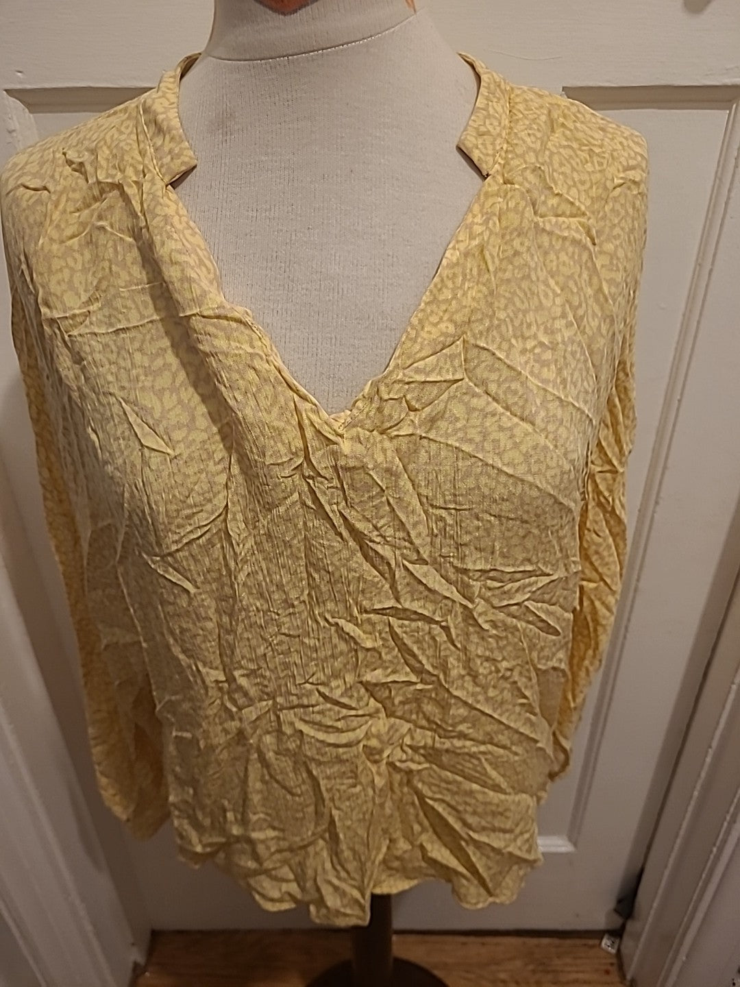 Ladies F&F Size 12 Yellow Pink Long Sleeved Blouse