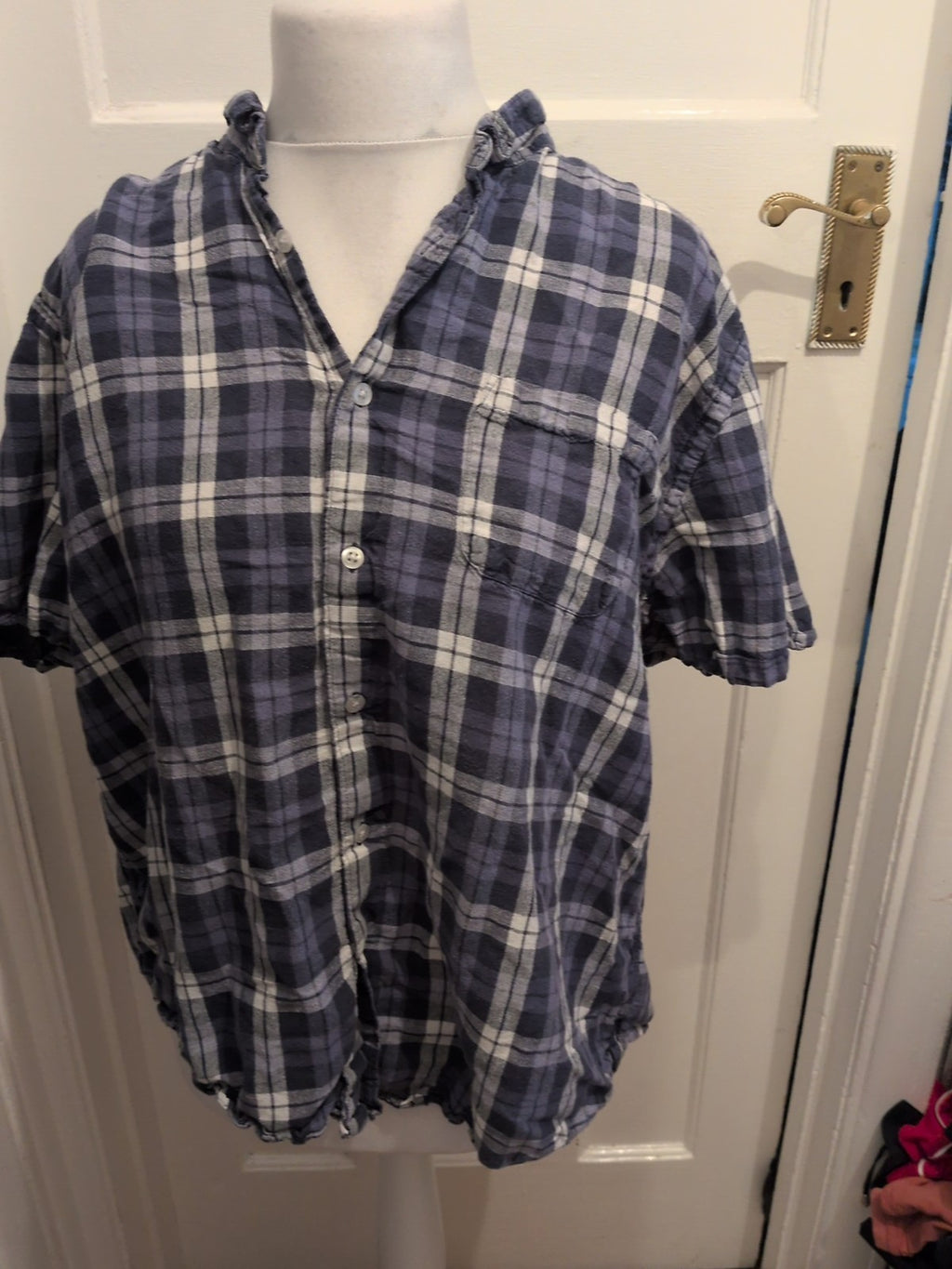TU 2xl Reg Fit Blue Check Short Sleeve Shirt