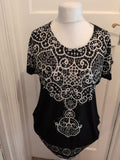 Ladies Nutshell Free Size Black White With Studs Short Sleeve Blouse