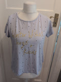 George 12-14 Pale Blue Spot Winter Wishes Pyjama Top