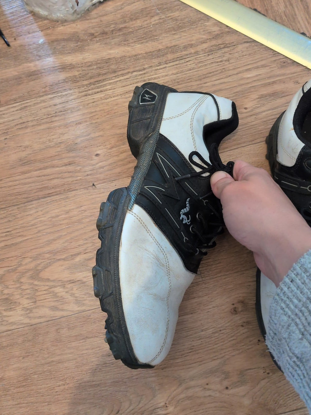 Woodworm UK 8 Black And White Trainers Need A Clean
