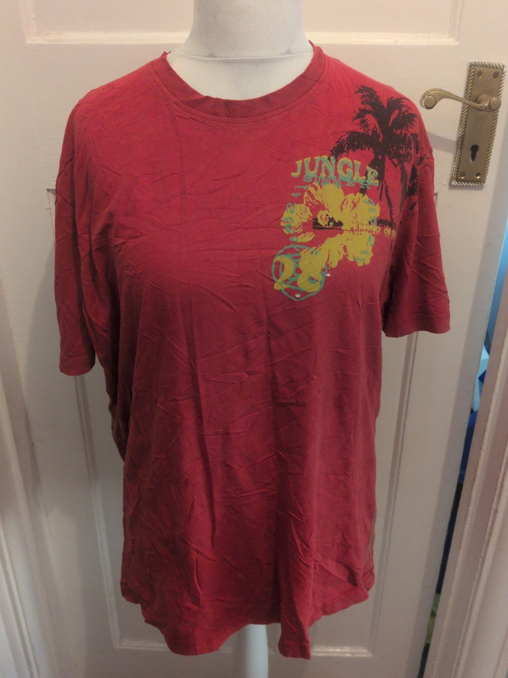 Tu Large Red Jungle Print Short Sleeve T-shirt