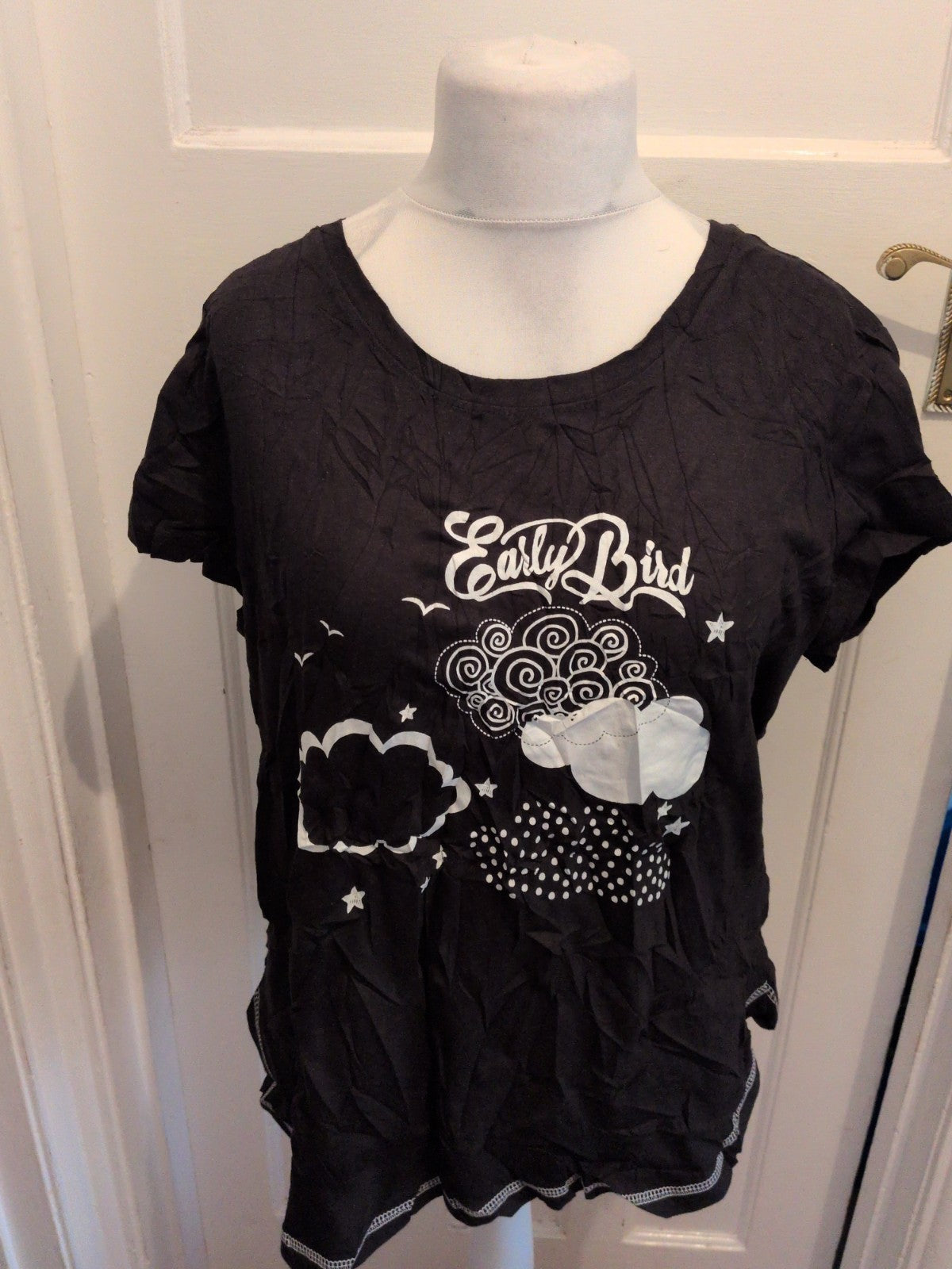 Bonprix EU 44/46 Black Print Pyjama Top