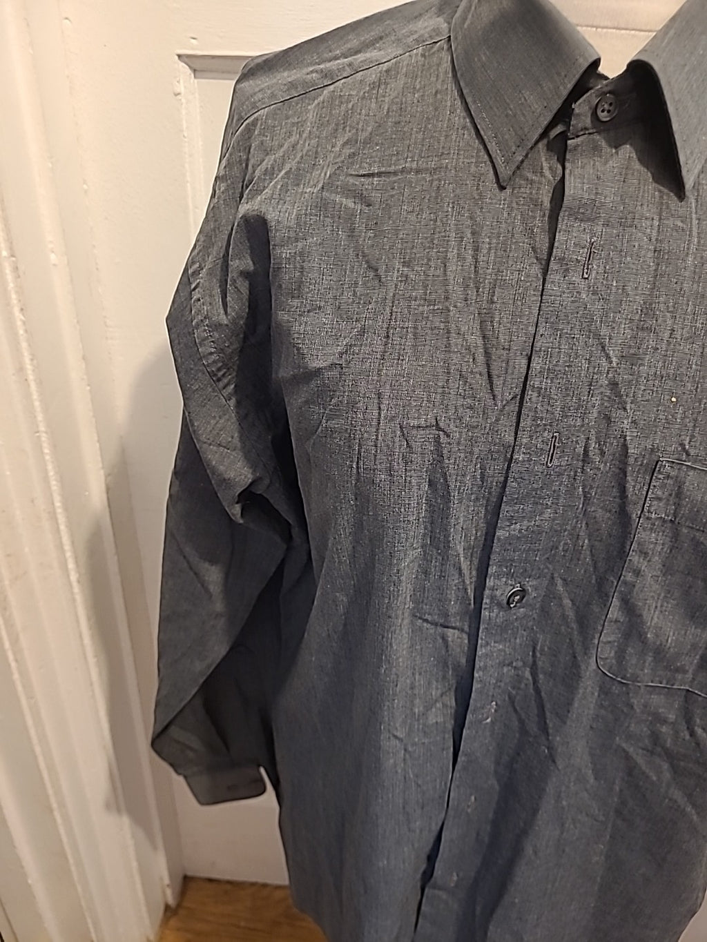 Mens Marks And Spencer Size 16" Grey Long Sleeved Shirt