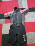 Girls G-Force Size Junior XL 162-167CM Pink Grey Navy Cropped Wetsuit