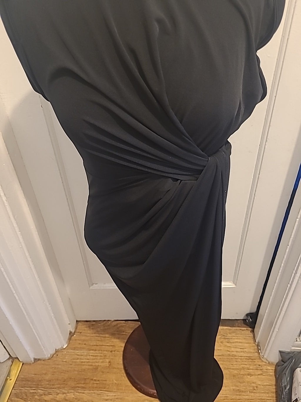 Ladies Quiz Size 8 Black Sleeveless Tie Detailed Long Length Dress