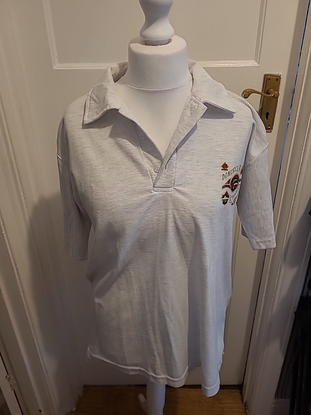 Mens Bee Club Size Large Grey Polo Shirt