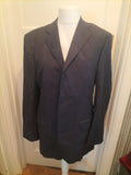 Mens Marks And Spencer Italian Size 40L Navy Stripe Suit Jacket