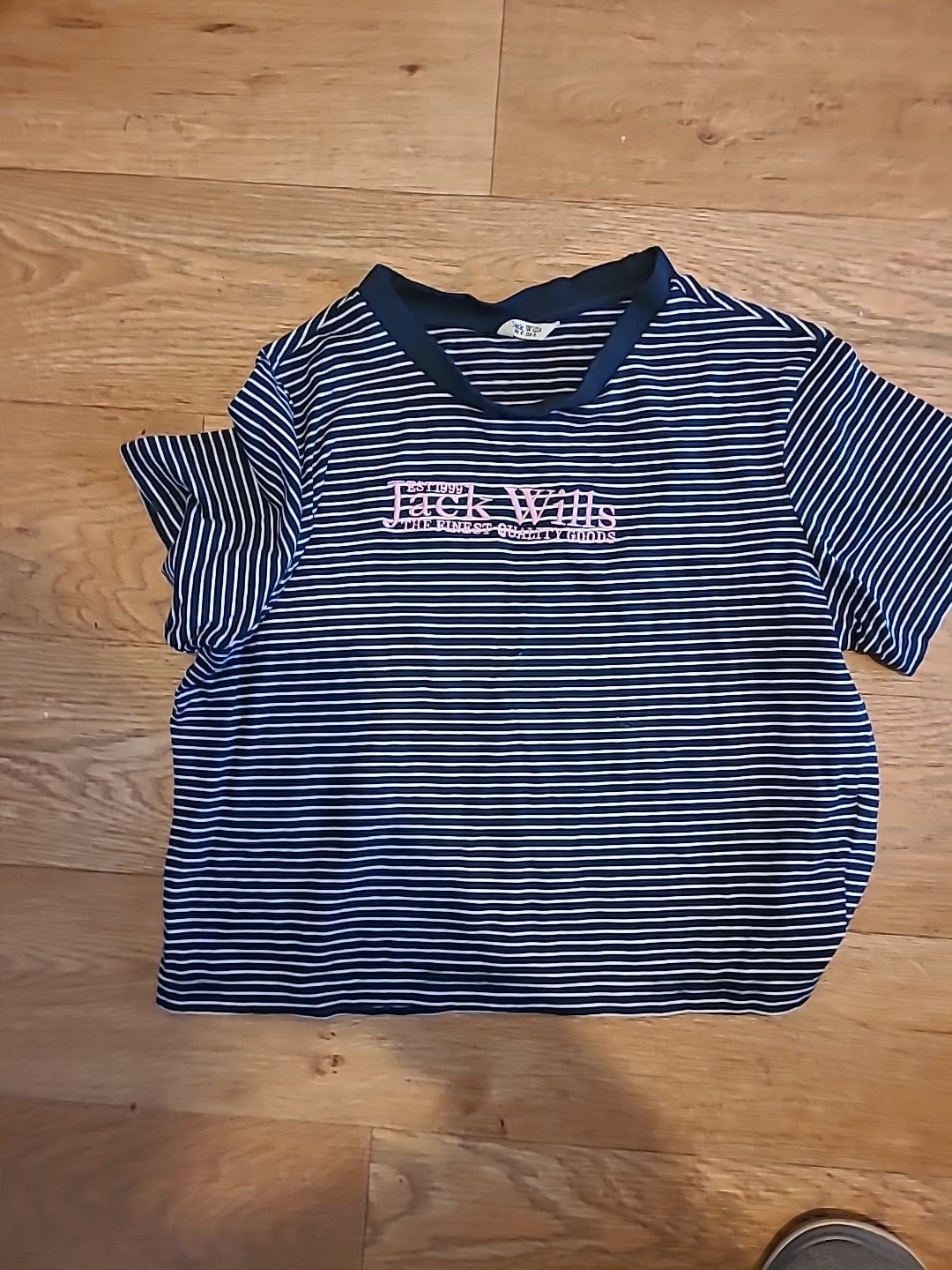 Ladies Jack Wills Size 4 Striped Black And White Short Sleeved Tshirt