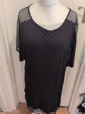 Ladies Size 24 Black Short Sleeve T-shirt With Lacey Trim