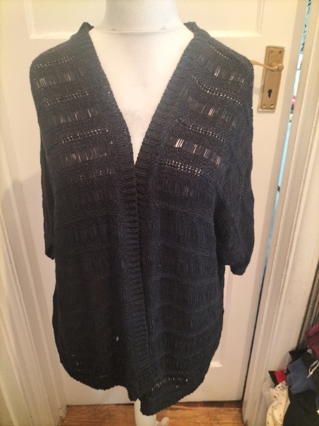 Ladies Peacocks Medium Black Cardigan Short Sleeved