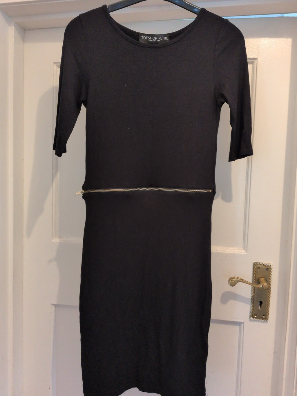 Topshop Petite 8 Black Dress Half Sleeve