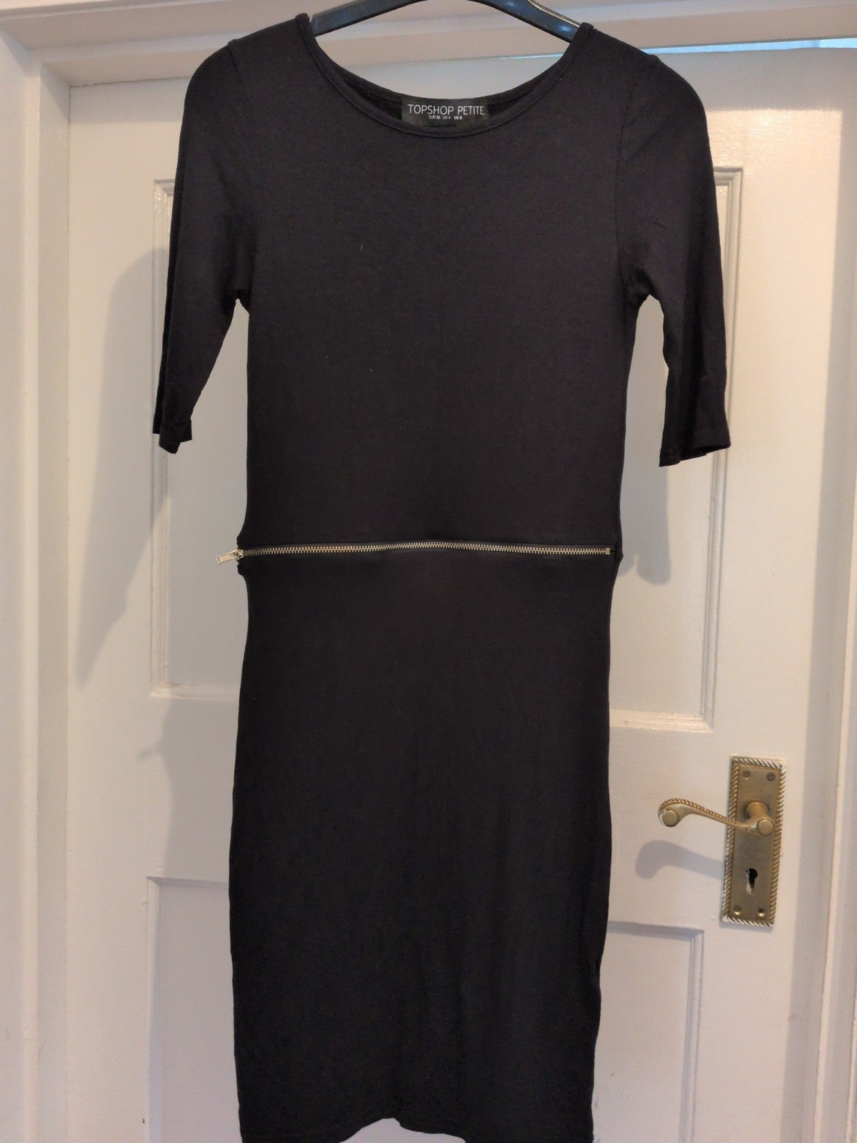 Topshop Petite 8 Black Dress Half Sleeve