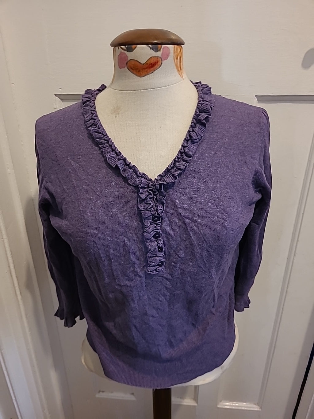 Ladies Marks And Spencer Size 14 Heather Long Sleeved Blouse With Stretch