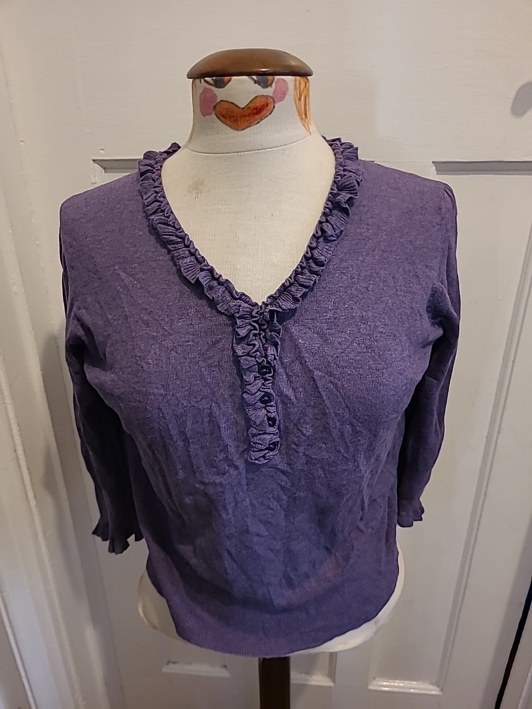 Ladies Marks And Spencer Size 14 Heather Long Sleeved Blouse With Stretch