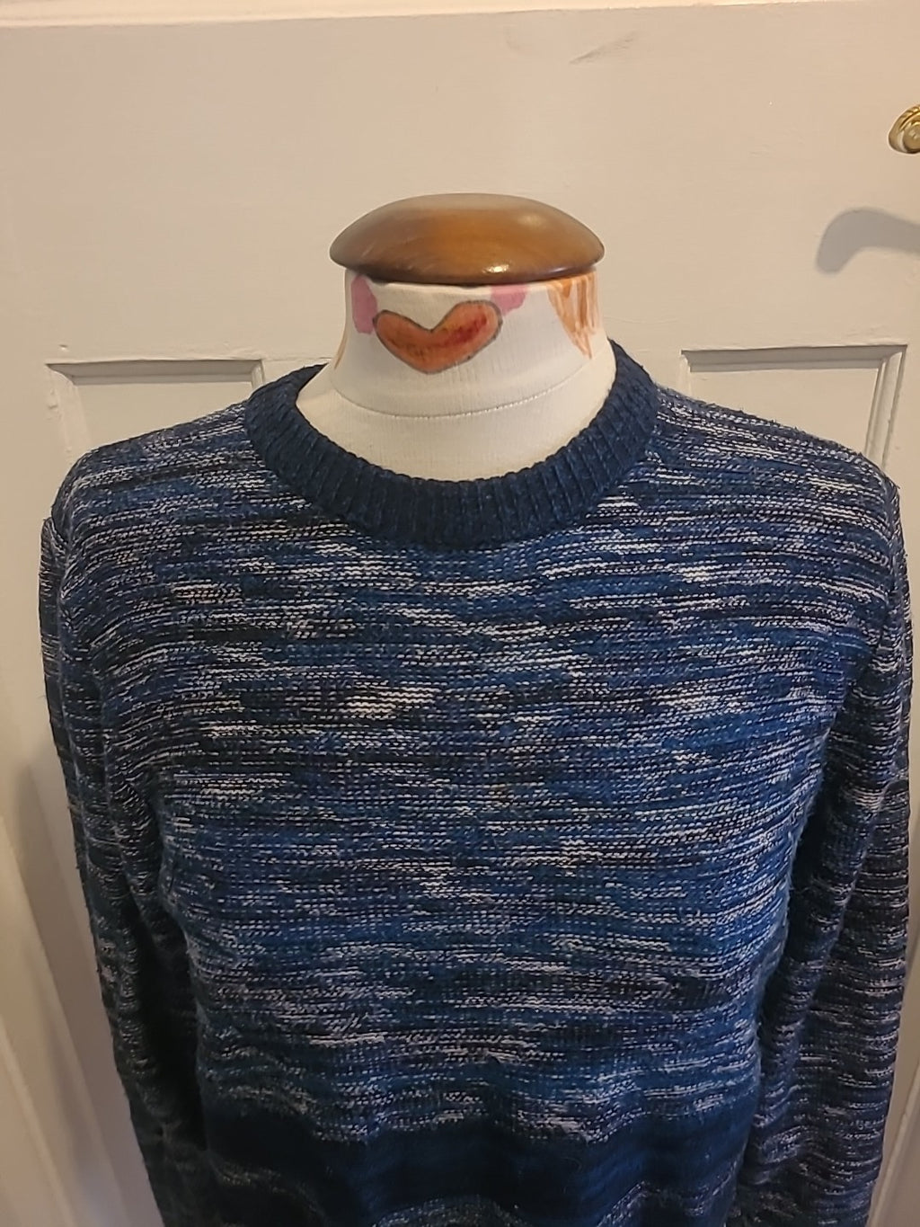 Mens Distruct Size Small Blue Fleck Ribbed Long Sleeved Pullover Jumper